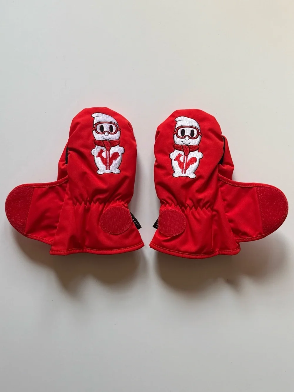Rossignol Kids Unisex Red Waterproof Mittens with Character Embroidery - Size 4